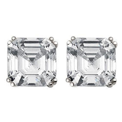 14K Weißgold Damen Asscher Cut 4 Karat Natürliche Diamant Ohrstecker Fein