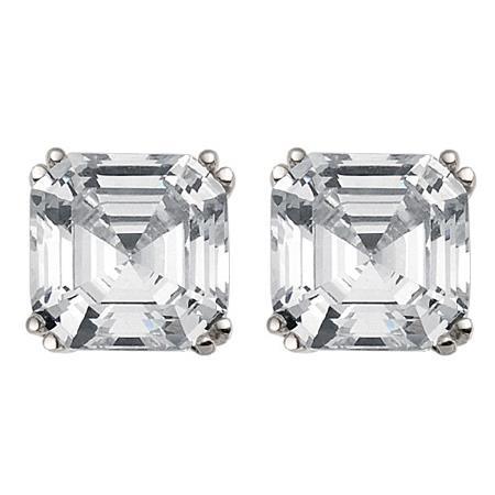 14K Weißgold Damen Asscher Cut 4 Karat Natürliche Diamant Ohrstecker Fein