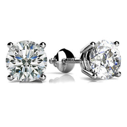 14K White Gold Prong Set 3 Carats Echt Diamanten Studs Earrings