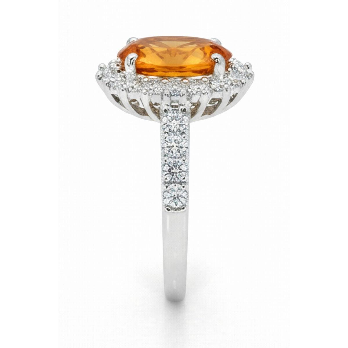14K Weißgold Madeira Citrin und Diamantring 22,50 Karat Schmuck