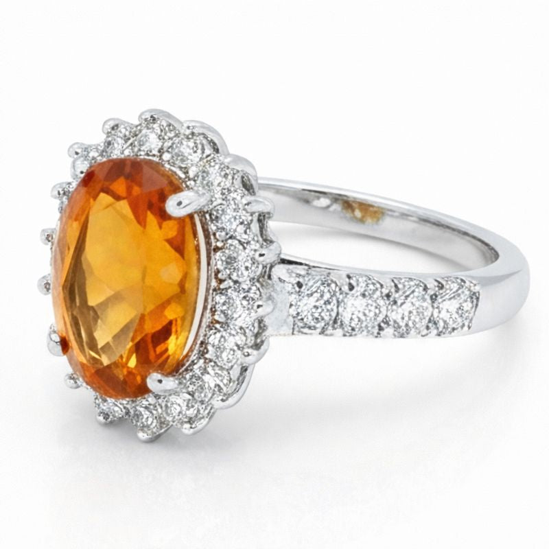 14K Weißgold Madeira Citrin und Diamantring 22,50 Karat Schmuck