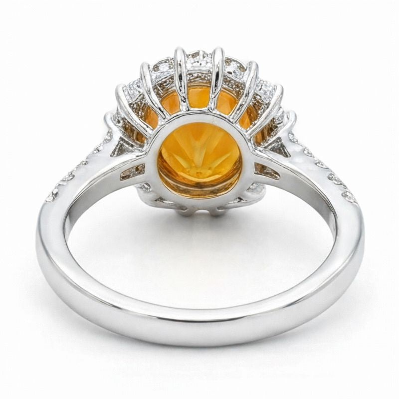 14K Weißgold Madeira Citrin und Diamantring 22,50 Karat Schmuck