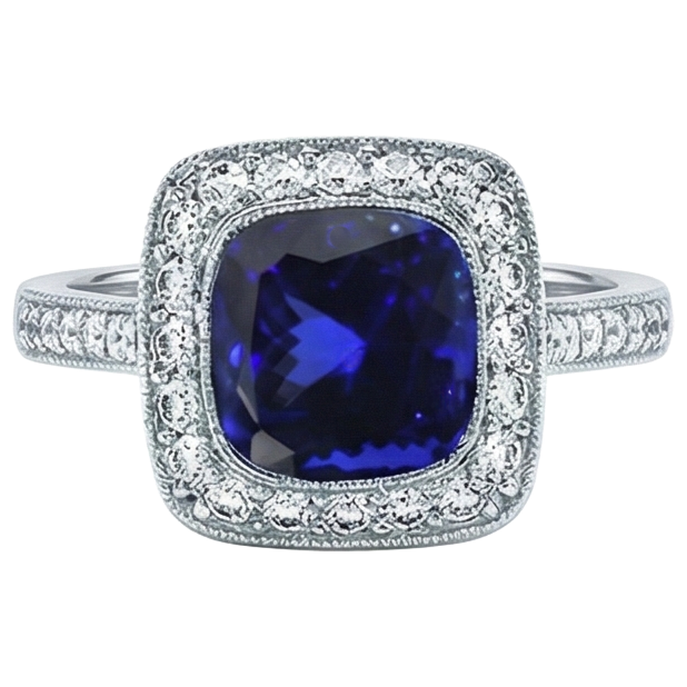 echter round tansanit 14.75Karat ring Seitenansicht