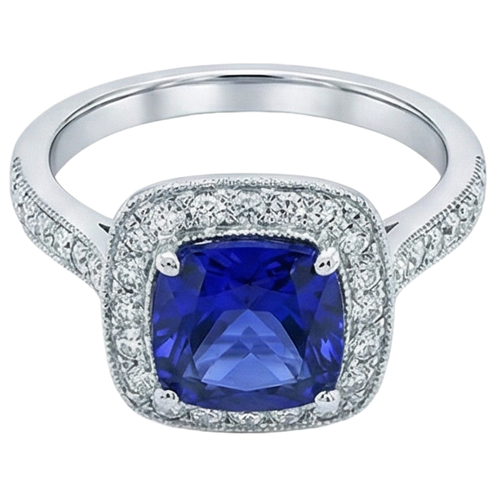 echter round tansanit 14.75Karat ring Detailansicht