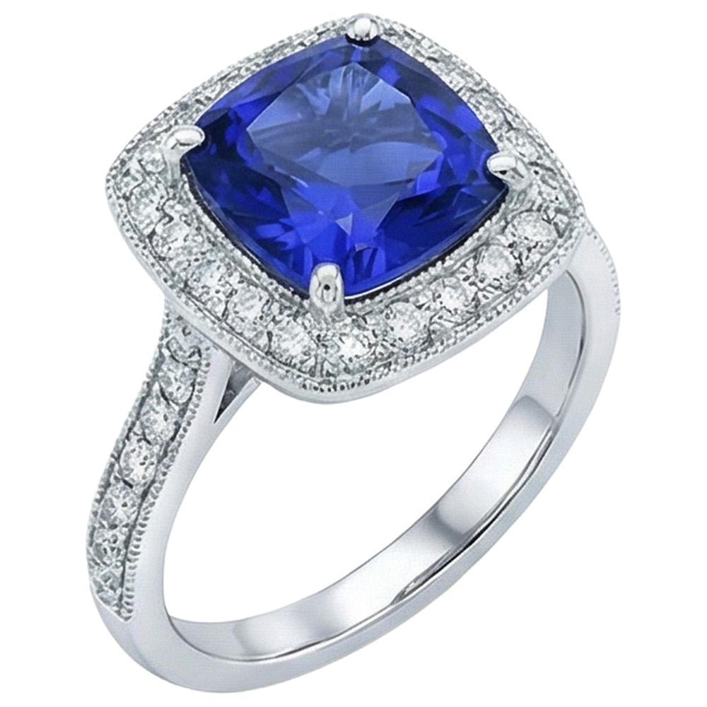 echter round tansanit 14.75Karat ring Draufsicht