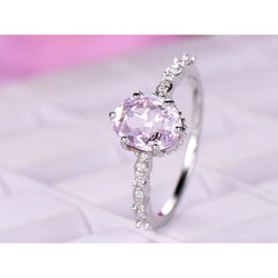 Kunzite Schmuckstein-Ring – Kunzit 15,65 Karat 14K Weißgold