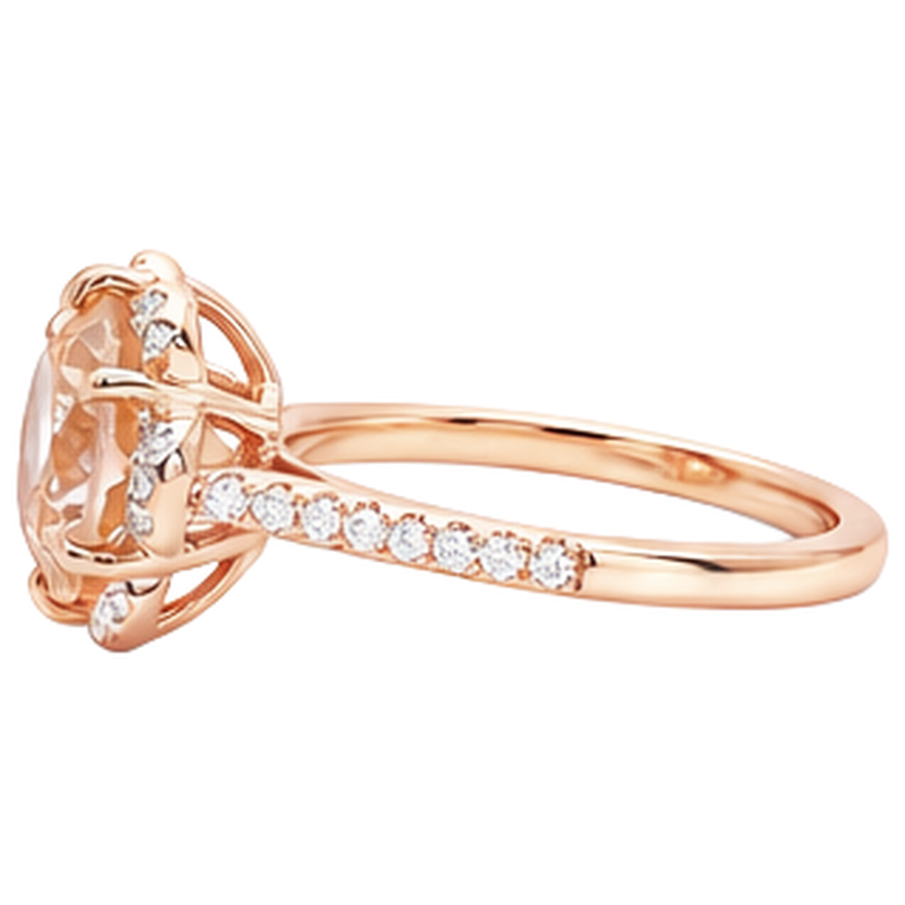 echter round morganit 15.25Karat ring Profilansicht