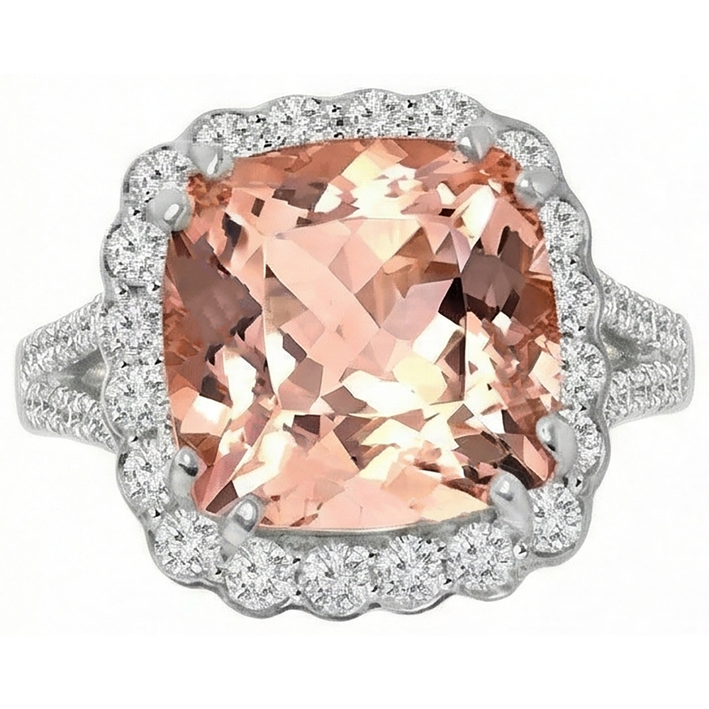 echter round morganit 15.25Karat ring Seitenansicht