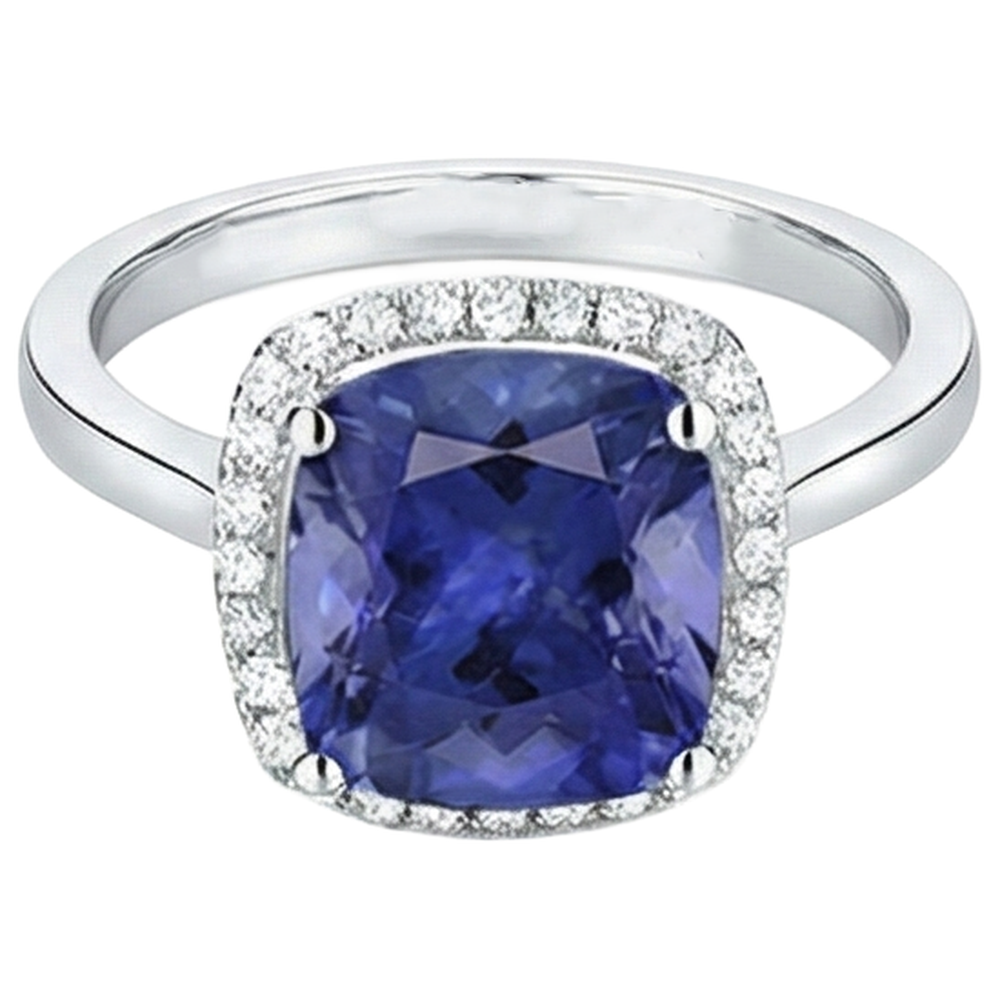 echter round tansanit 15.25Karat ring Detailansicht