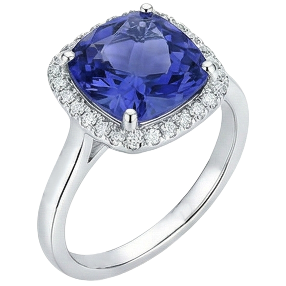 echter round tansanit 15.25Karat ring Draufsicht