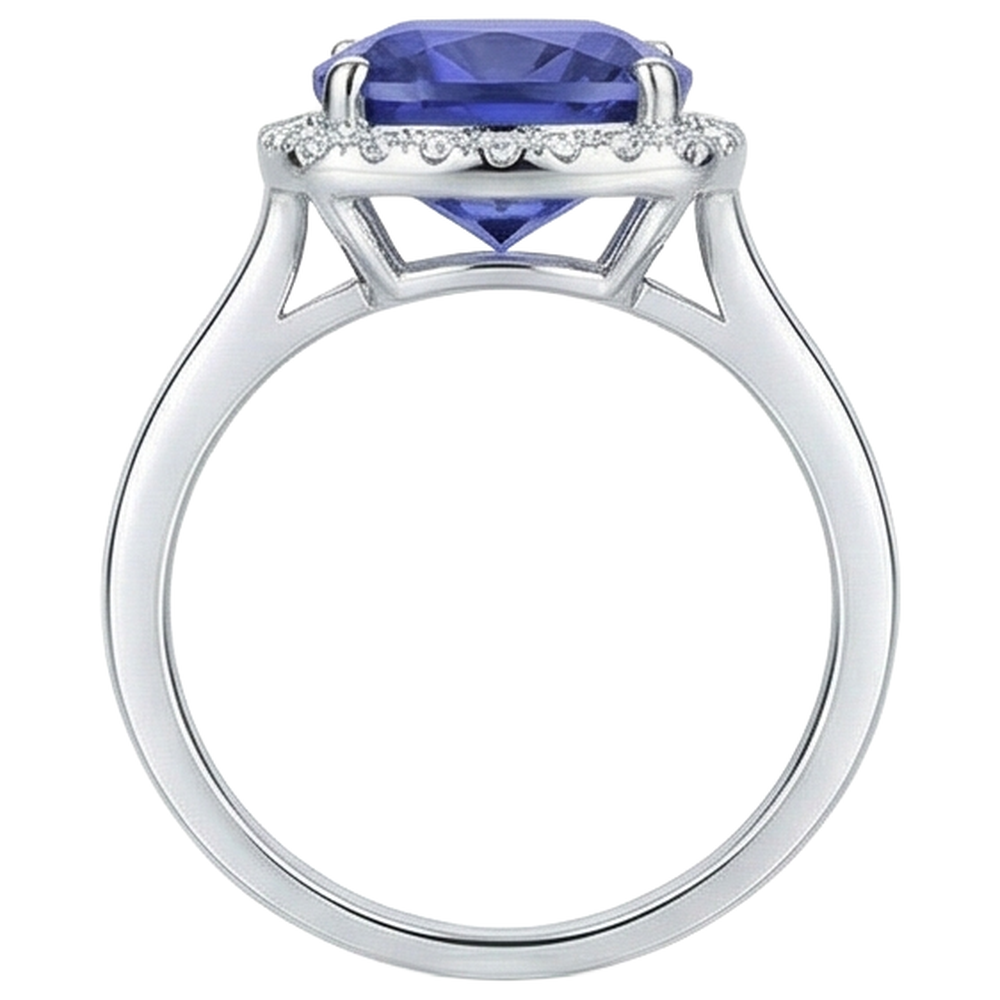 echter round tansanit 15.25Karat ring auf Weiß