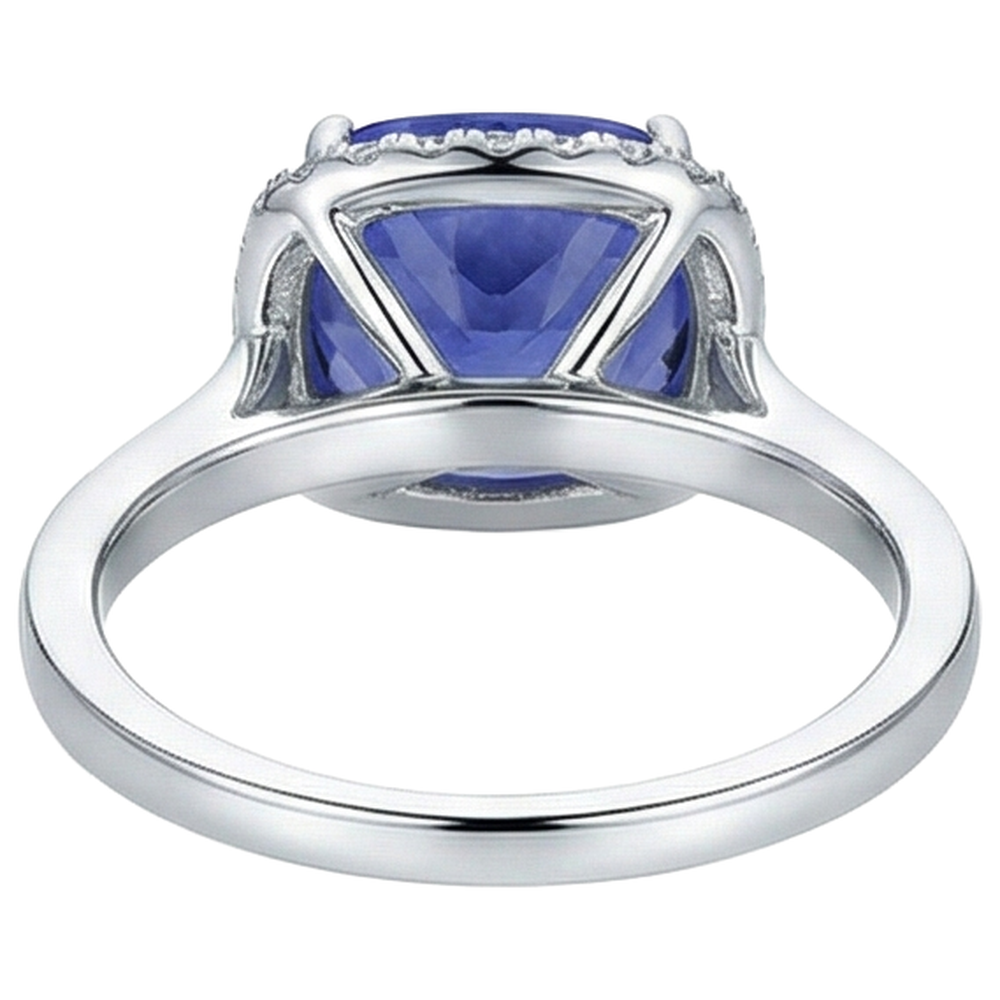 echter round tansanit 15.25Karat ring mit Diamantbesatz