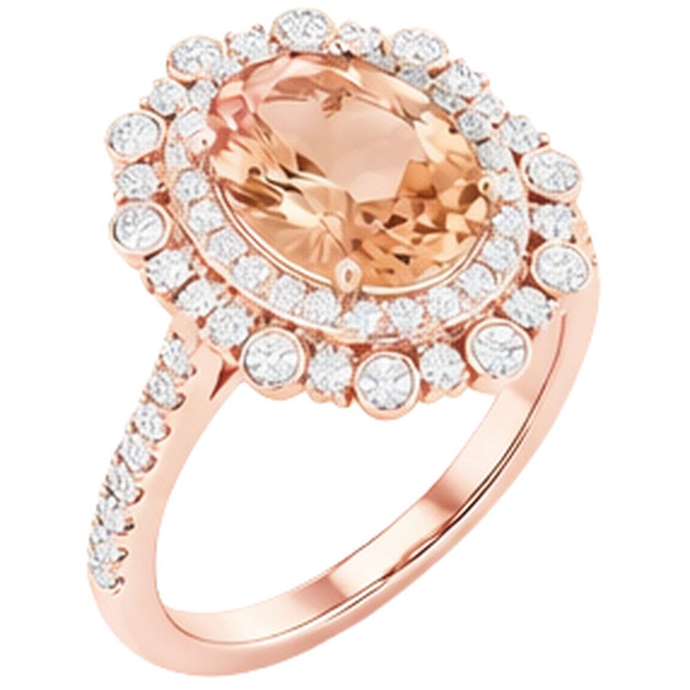 echter oval morganit 15.50Karat ring Draufsicht