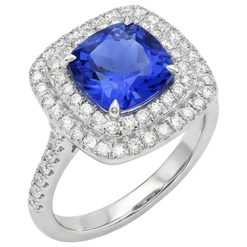 echter round tansanit 12.00Karat ring Draufsicht