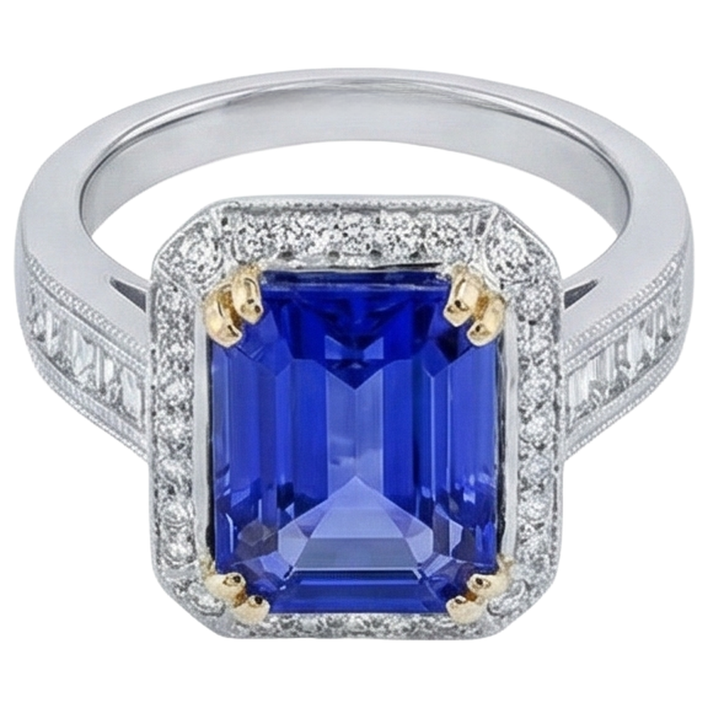 echter round tansanit 16.50Karat ring Seitenansicht