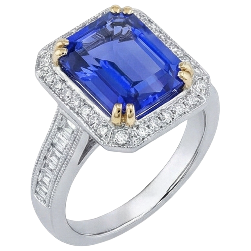 echter round tansanit 16.50Karat ring Detailansicht