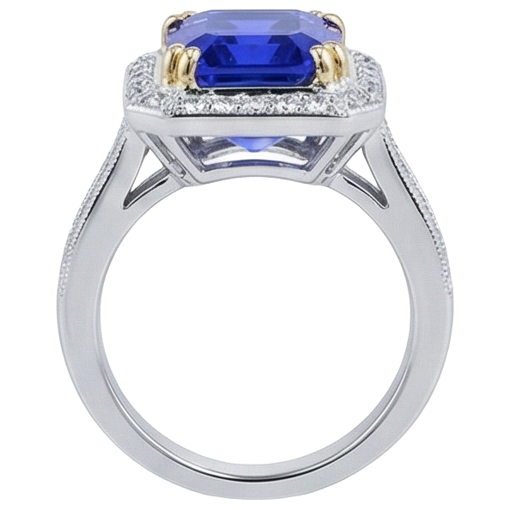 echter round tansanit 16.50Karat ring Draufsicht
