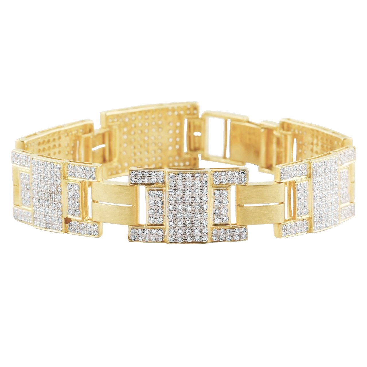 16 Karat Wunderschöne Runde Natürliche Diamanten Herrenarmband Gelbgold 14K