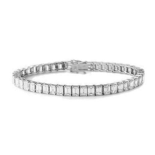 16,80 ct Kanalset Smaragdschliff Echt Diamant Tennisarmband Weißgold