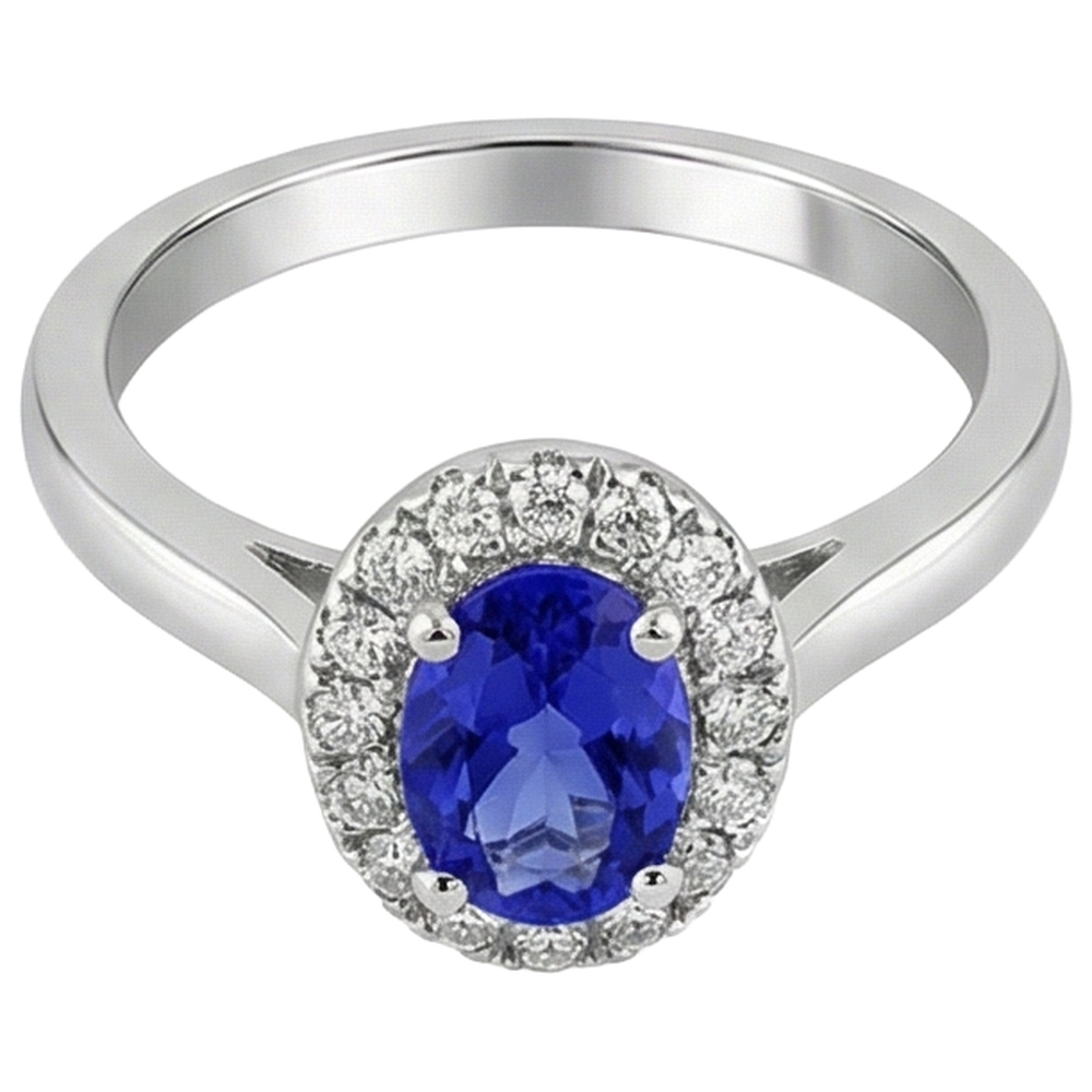 echter oval tansanit 17Karat ring Detailansicht
