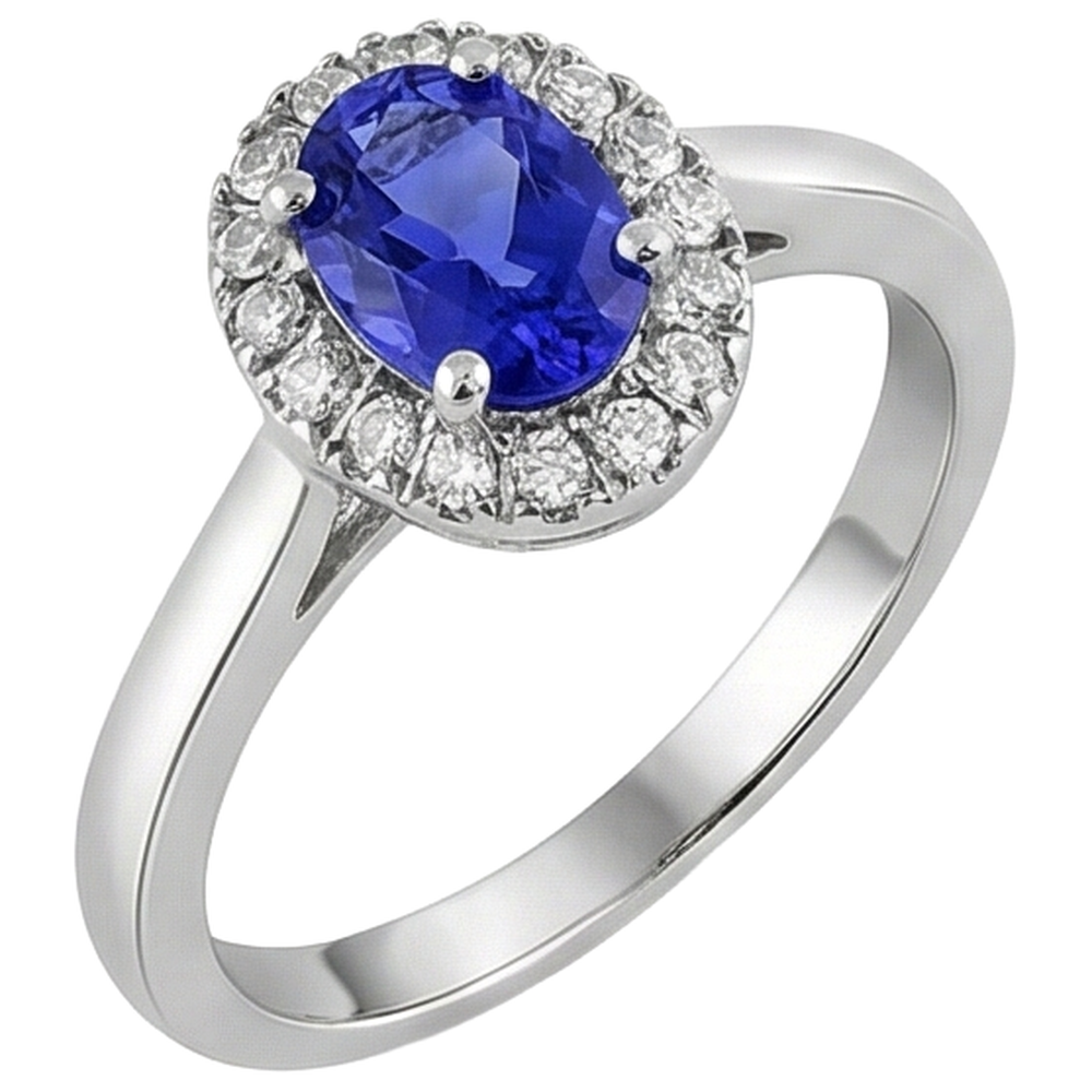 echter oval tansanit 17Karat ring Draufsicht