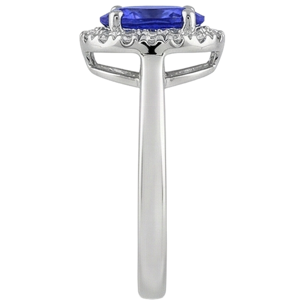 echter oval tansanit 17Karat ring Profilansicht