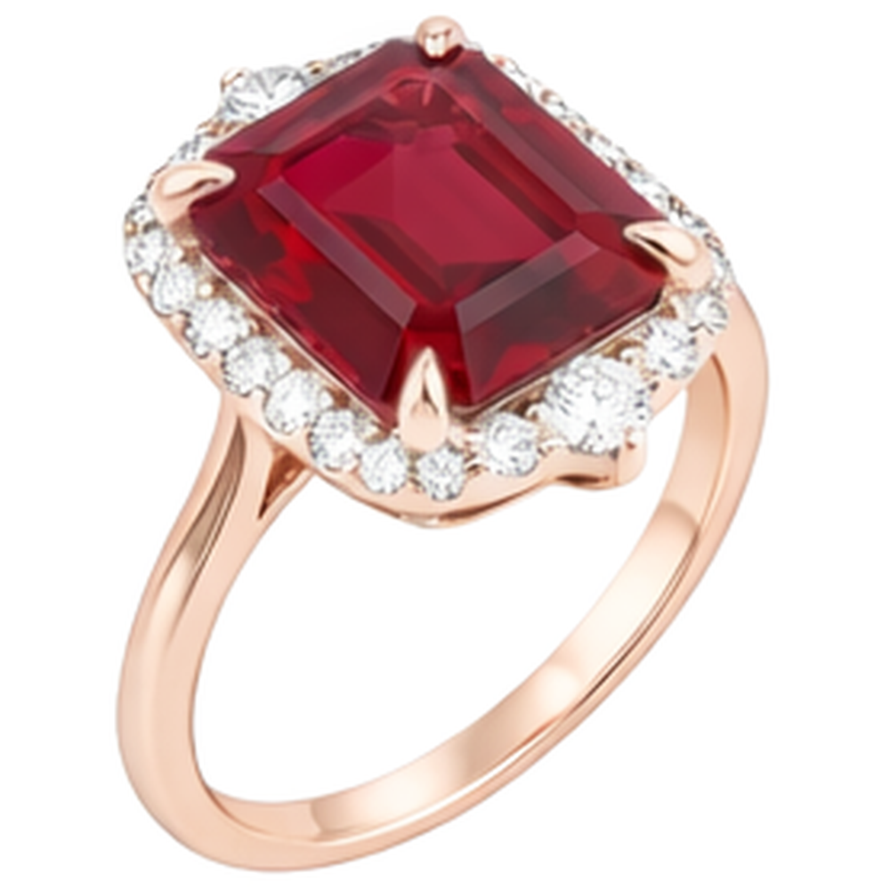 echter asscher rubin 17Karat ring Band Detail