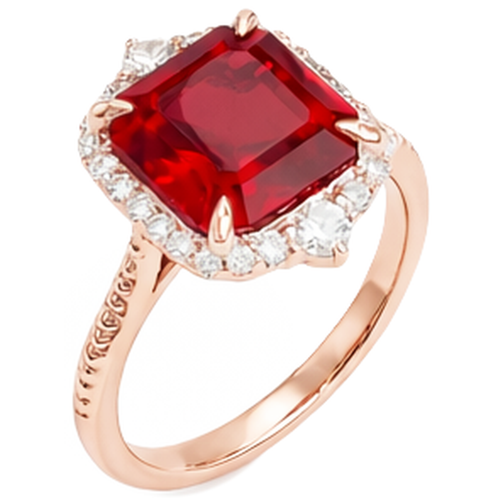 echter asscher rubin 17Karat ring Detailansicht