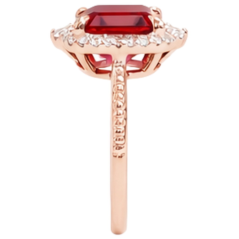 echter asscher rubin 17Karat ring Draufsicht