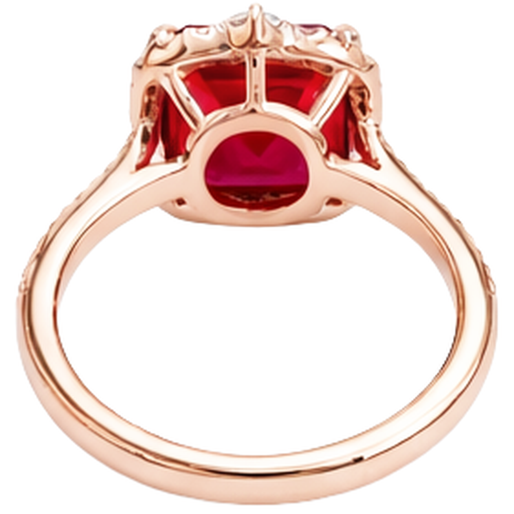 echter asscher rubin 17Karat ring auf Weiß