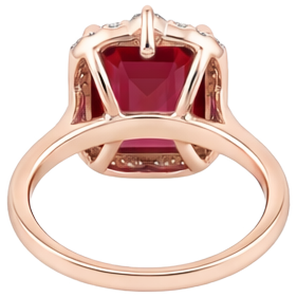 echter asscher rubin 17Karat ring Makro Detail