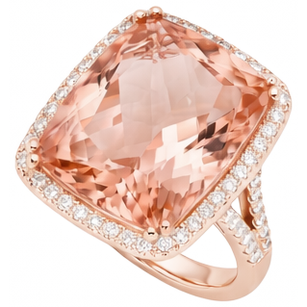 echter round morganit 14.75Karat ring Detailansicht