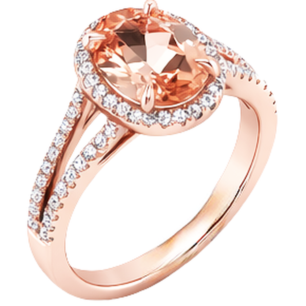 echter oval morganit 15.50Karat ring Profilansicht