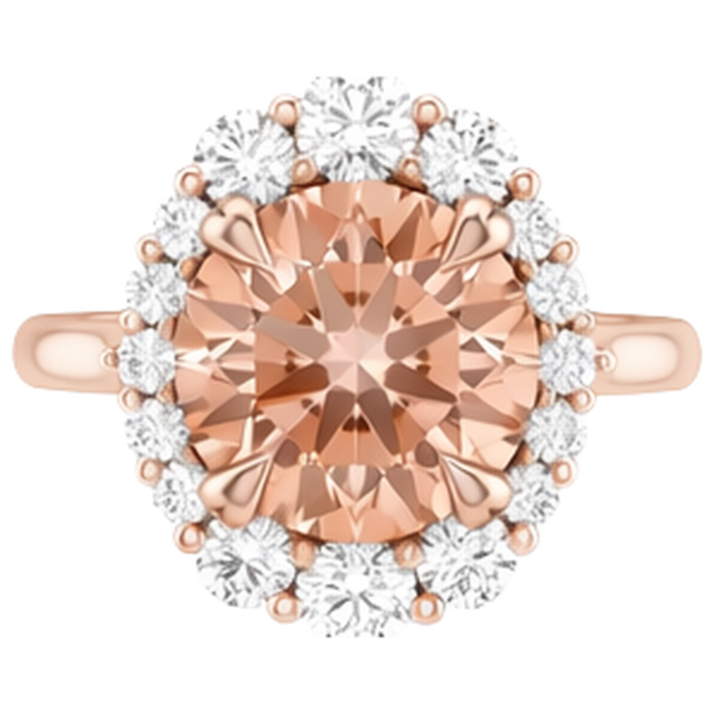 17,75 ct Morganit und Diamanten Ring 14K Gold Rose