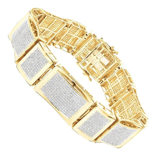 18 Karat Runder Natürliche Diamant Herren Feiner Armband Schmuck 14K Gelbgold