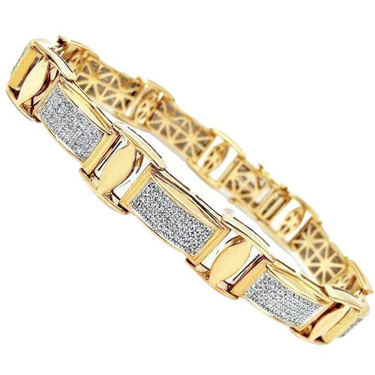 18 Kt. Rundschliff Pave Setting Natürliche Diamant Herrenarmband Gelbgold 14K