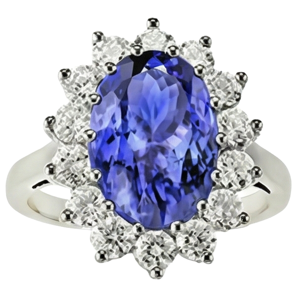 echter oval tansanit 18.00Karat ring Seitenansicht