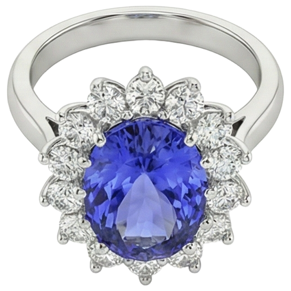 echter oval tansanit 18.00Karat ring Draufsicht