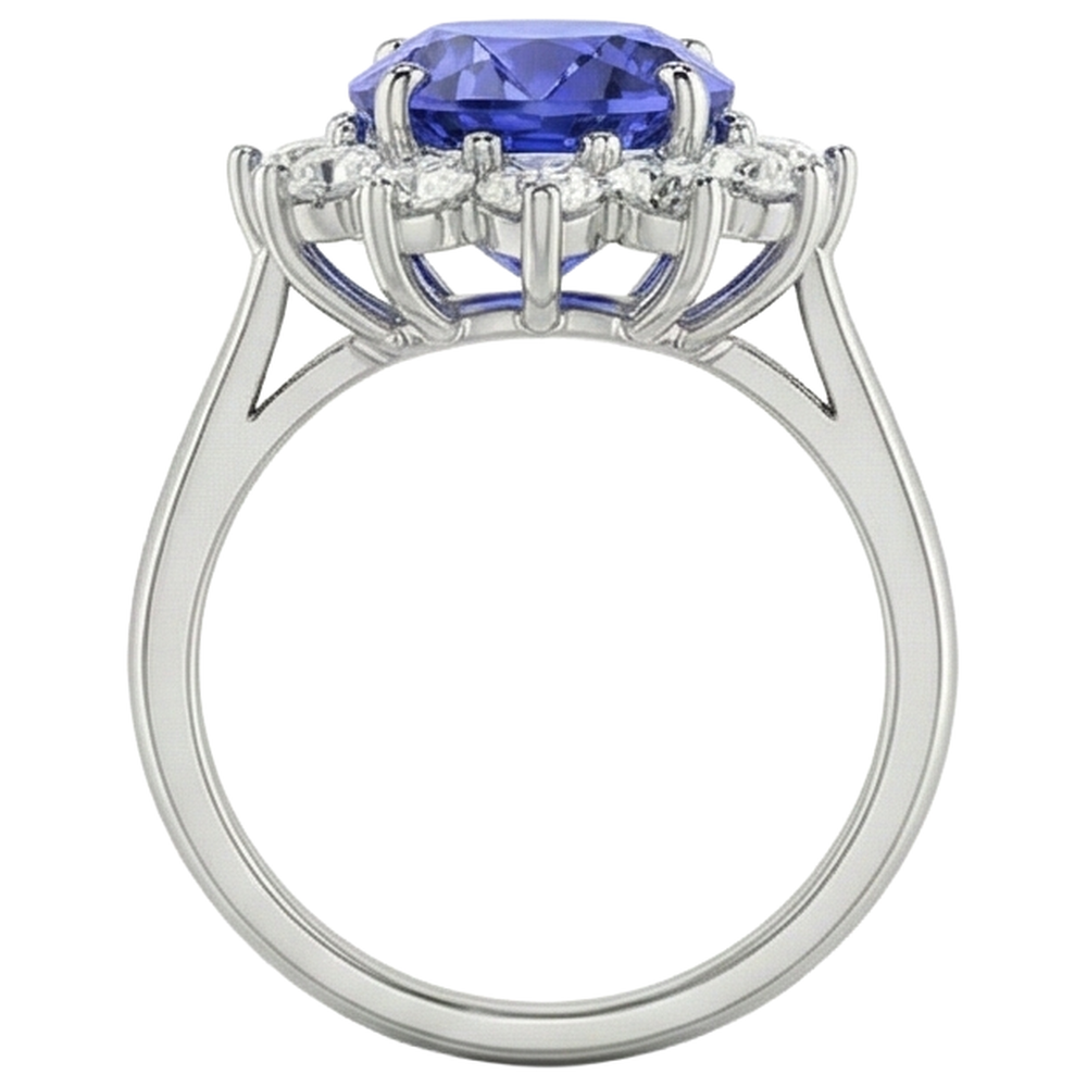 echter oval tansanit 18.00Karat ring mit Diamantbesatz