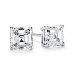 1 Karat Asscher Cut Echt Diamant Ohrstecker Weißgold 14K