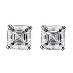 1 Karat Asscher Cut Natürliche Diamant Ohrstecker 14K Weißgold