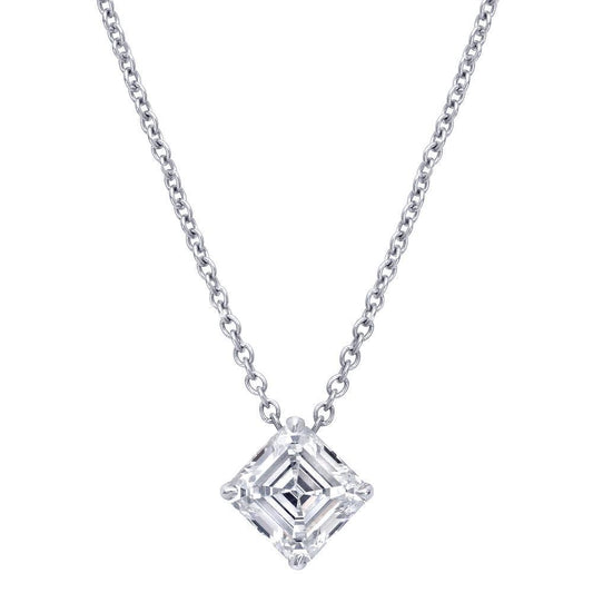 1 Karat Asscher Echt Diamant Halskette Anhänger Weißgold 14K Damen Schmuck