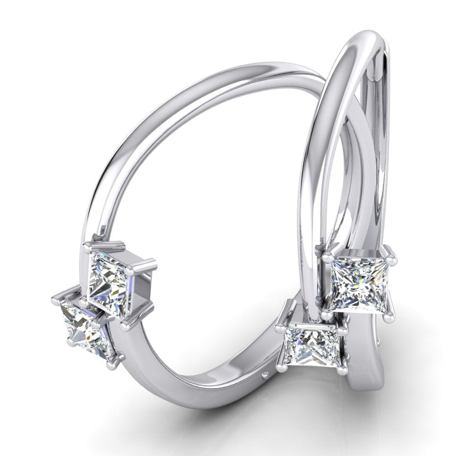 1 Karat Echt Diamant-Creolen Im Princess-Schliff