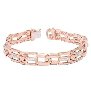 1 Karat Kleine Echt Diamanten Link Herrenarmband 14K Roségold