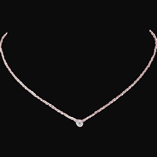 1 Karat Lünette Set Echt Diamant Solitaire Halskette Anhänger Roségold 14K