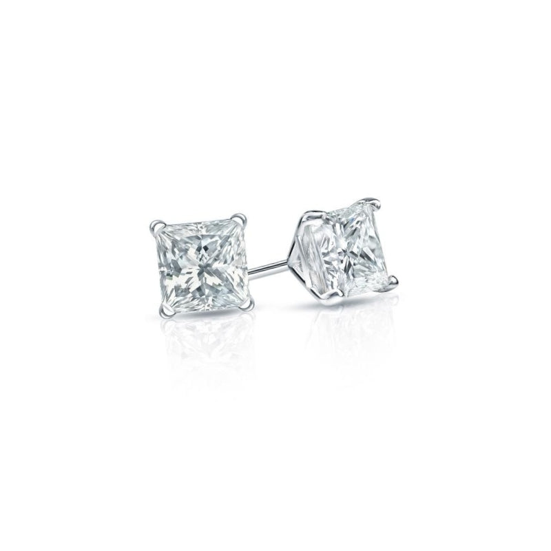 1 Karat Princess Cut Echt Diamant Ohrstecker 14K Weißgold