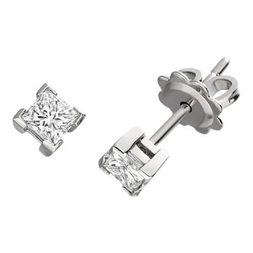 1 Karat Princess Cut Natürliche Diamant Ohrstecker Goldschmuck