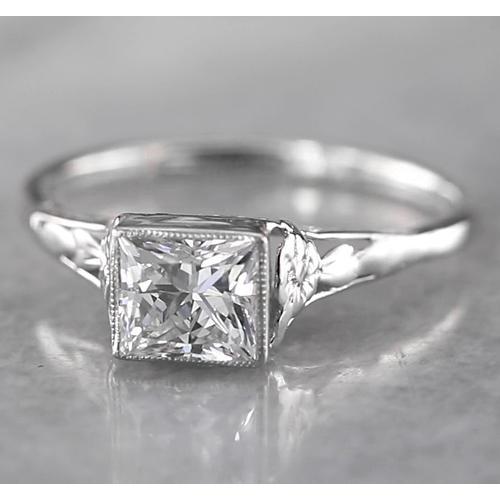 1 Karat Princess Solitaire Echt Diamantring Tapered Style Weißgold 14K