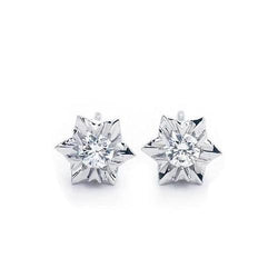 1 Karat Runde Natürliche Diamant-Ohrstecker Im Brillantschliff 14K Weißgold