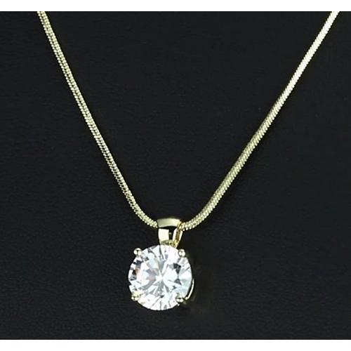 1 Karat Runder Natürliche Diamant-Anhänger Vier-Krapfen-Fassung Gelbgold Schmuck